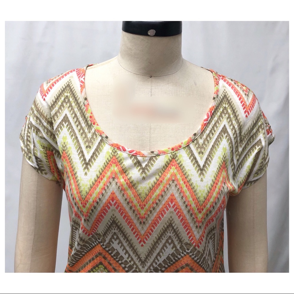 Chico’s Zig ZagChevron Pattern Short Sleeve Blouse - Picture 2 of 12